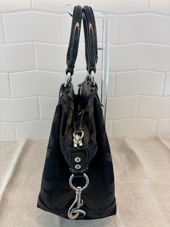 Coach Madison Sabrina Satchel - Leather and Canvas - Black - Picture 3 of 16